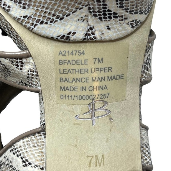 B. Makowsky Adele Leather Snakeskin Platform Heels 7 M Strappy Sandal Taupe - Picture 9 of 10